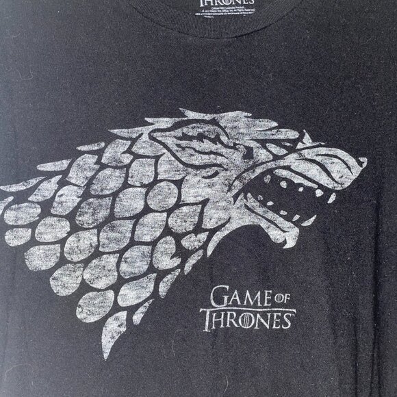 Game Of Thrones Stark Black T-Shirt Small 100% Cotton - Picture 2 of 3